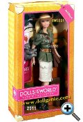 Designed by Linda Kyaw, DOTW Australia Barbie Doll #W3321 is loved around the world, and this collection returns the love with Barbie dressed in aspirational versions of ancestral dress from various countries. Barbie from Australia sports a stylish safari outfit with a fitted tweed khaki skirt (with pockets, of course!). Her olive drab, short-sleeved, button-down top is smartly cinched with an animal-print belt. Brown heeled boots with buttons up the side, a brimmed hat and an across-the-shoulder bag will keep Barbie fashionably ready for an outback adventure, while her koala bear friend will keep her company. The Barbie Dolls of the World also come with accessories to add play value that include a passport and sticker sheet to help record Barbie dolls travels.