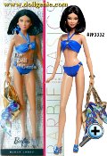 Barbie Basics is all about permission to play and this collection focuses on fashionable fun in the sun. Each Barbie doll wears an oh-so-chic ensemble complete with swimsuit and shoes in the same color, golden earrings and a bracelet, golden metallic tote and a blue or orange sarong.
Model No. 05 models a classic two-piece with a blue tropical sarong. Simple AND chic!




