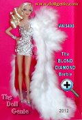 Phillipe and David Blond believe that every woman should be glamorous every day. The platinum designers create scintillating styles for starlets: gem-encrusted bodysuits; crystal corsets; mini-dresses lavishly embellished with stars, chains, spikes, and sequins. Fun fashion and rock & roll glam are the only rules for these gorgeous garments. Our favorite blonde celebrates The Blonds, dressed for an amazing adventure. Barbie wears a stunning silvery mini corset dress designed by The Blonds themselves featuring countless sculpted faux gems and a full length faux fox fur. Of course, luscious blonde curls frame her beautiful face. Accessories include silvery jewelry suite and glitter pumps. Pretty, provocative, and magical, The Blonds Blond Diamond Barbie brings the most sparkly splendor of fashion.