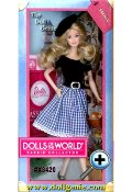 Its a well-traveled Barbie doll that has charmed hearts around the globe. The Dolls of the World collection celebrates those travels with Barbie dressed in ancestral dress of various countries. France Barbie wears a sweet and sophisticated full gingham skirt with lace trim and a simple, short-sleeve top. Stylish black accessories include Mary Jane pumps, a shiny belt and beret. A French baguette completes the look. The doll comes in keepsake travel trunk packaging and includes a pink passport for the perfect way for Barbie to travel the world in style! 