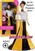 Its a well-traveled Barbie doll that has charmed hearts around the globe. The Dolls of the World collection celebrates those travels with Barbie dressed in ancestral dress of various countries. Philippines Barbie wears a traditional Maria Clara with alternating gold and black panels and beautiful lace details. The doll comes in keepsake travel trunk packaging and includes a pink passport for the perfect way for Barbie to travel the world in style